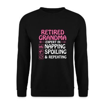Grand-mère retraitée Pension de retraite Grand-mère Reti - Sweat-shirt Unisexe - noir - Devant - Alina (178cm) & Michal (187cm)