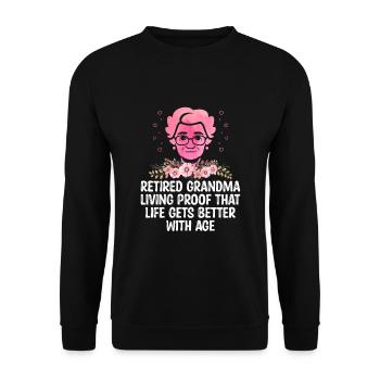 Grand-mère retraitée Pension de retraite Grand-mère Reti - Sweat-shirt Unisexe - noir - Devant - Alina (178cm) & Michal (187cm)