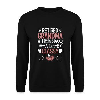 Grand-mère retraitée Pension de retraite Grand-mère Reti - Sweat-shirt Unisexe - noir - Devant - Alina (178cm) & Michal (187cm)