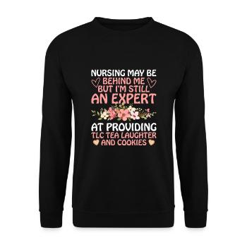 Pensionierte Oma Rentner Rente Krankenschwester Krankenpflege Re - Unisex Pullover - Schwarz - Vorne - Alina (178cm) & Michal (187cm)