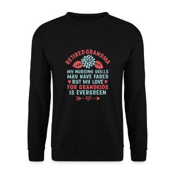 Grand-mère retraitée Pension Infirmière infirmière en soins infirmiers - Sweat-shirt Unisexe - noir - Devant - Alina (178cm) & Michal (187cm)