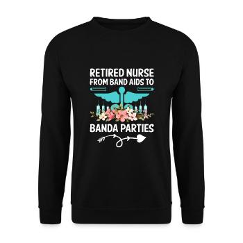 Grand-mère retraitée Pension Infirmière infirmière en soins infirmiers - Sweat-shirt Unisexe - noir - Devant - Alina (178cm) & Michal (187cm)
