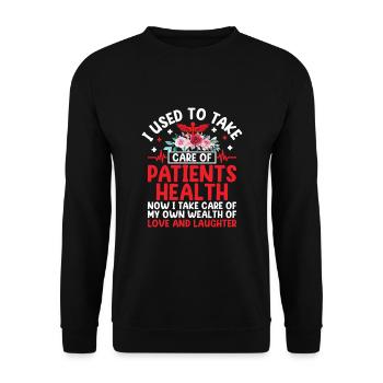 Grand-mère retraitée Pension Infirmière infirmière en soins infirmiers - Sweat-shirt Unisexe - noir - Devant - Alina (178cm) & Michal (187cm)
