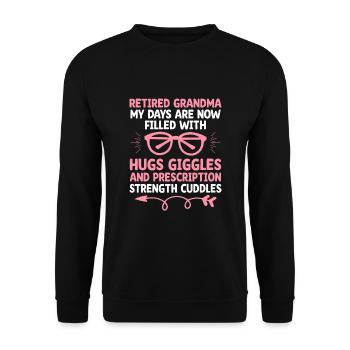 Pensionierte Oma Rentner Rente Krankenschwester Krankenpflege Re - Unisex Pullover - Schwarz - Vorne - Alina (178cm) & Michal (187cm)