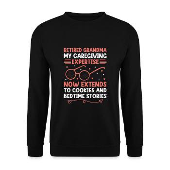 Grand-mère retraitée Pension Infirmière infirmière en soins infirmiers - Sweat-shirt Unisexe - noir - Devant - Alina (178cm) & Michal (187cm)