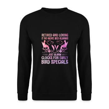 Grand-mère retraitée Pension Infirmière infirmière en soins infirmiers - Sweat-shirt Unisexe - noir - Devant - Alina (178cm) & Michal (187cm)