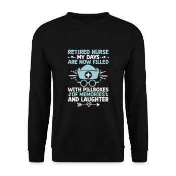 Grand-mère retraitée Pension Infirmière infirmière en soins infirmiers - Sweat-shirt Unisexe - noir - Devant - Alina (178cm) & Michal (187cm)