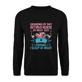 Grand-mère retraitée Pension Infirmière infirmière en soins infirmiers - Sweat-shirt Unisexe - noir - Devant - Alina (178cm) & Michal (187cm)