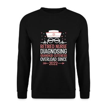 Grand-mère retraitée Pension Infirmière infirmière en soins infirmiers - Sweat-shirt Unisexe - noir - Devant - Alina (178cm) & Michal (187cm)