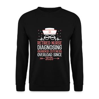 Grand-mère retraitée Pension Infirmière infirmière en soins infirmiers - Sweat-shirt Unisexe - noir - Devant - Alina (178cm) & Michal (187cm)