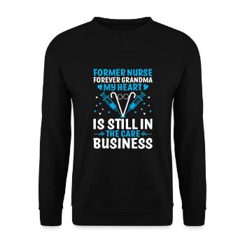 Grand-mère retraitée Pension Infirmière infirmière en soins infirmiers - Sweat-shirt Unisexe - noir - Devant - Alina (178cm) & Michal (187cm)