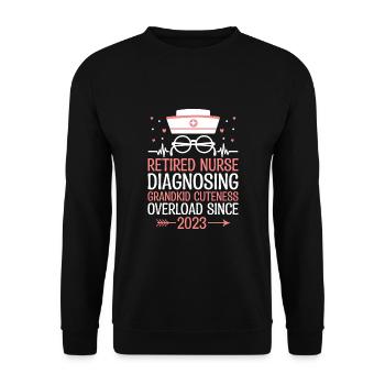 Grand-mère retraitée Pension Infirmière infirmière en soins infirmiers - Sweat-shirt Unisexe - noir - Devant - Alina (178cm) & Michal (187cm)