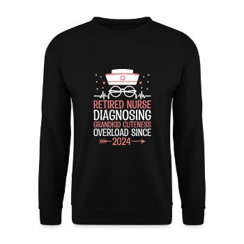 Grand-mère retraitée Pension Infirmière infirmière en soins infirmiers - Sweat-shirt Unisexe - noir - Devant - Alina (178cm) & Michal (187cm)