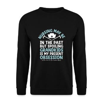 Grand-mère retraitée Pension Infirmière infirmière en soins infirmiers - Sweat-shirt Unisexe - noir - Devant - Alina (178cm) & Michal (187cm)
