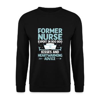 Grand-mère retraitée Pension Infirmière infirmière en soins infirmiers - Sweat-shirt Unisexe - noir - Devant - Alina (178cm) & Michal (187cm)