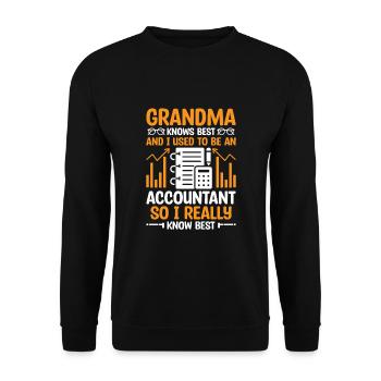 Grand-mère à la retraite Pensioner Comptable Banque - Sweat-shirt Unisexe - noir - Devant - Alina (178cm) & Michal (187cm)