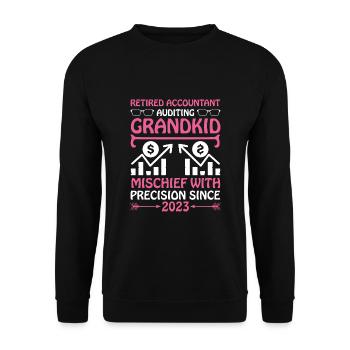Pensionierte Oma Rentner Rentenbuchhalter Bank - Unisex Pullover - Schwarz - Vorne - Alina (178cm) & Michal (187cm)
