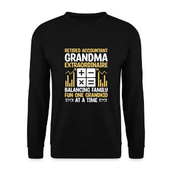 Grand-mère à la retraite Pensioner Comptable Banque - Sweat-shirt Unisexe - noir - Devant - Alina (178cm) & Michal (187cm)