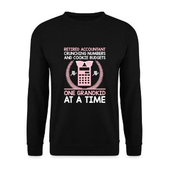 Pensionierte Oma Rentner Rentenbuchhalter Bank - Unisex Pullover - Schwarz - Vorne - Alina (178cm) & Michal (187cm)