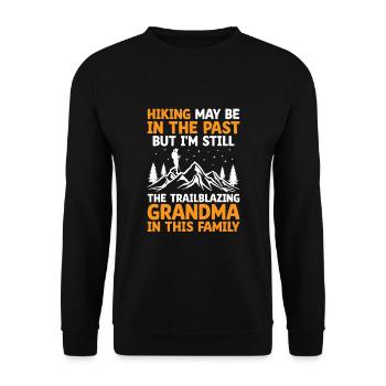 Hiking Retired Grandma Pensioner Pension Hiker Tre - Unisex Sweatshirt - black - Front - Alina (178cm) & Michal (187cm)