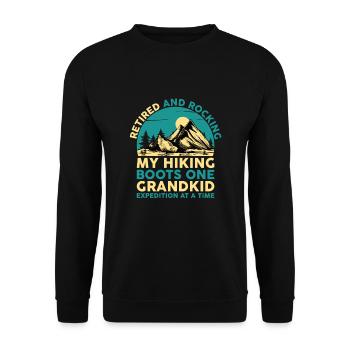 Hiking Retired Grandma Pensioner Pension Hiker Tre - Unisex Sweatshirt - black - Front - Alina (178cm) & Michal (187cm)