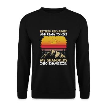 Randonnée Grand-mère retraitée Retraitée Pension Hiker Tre - Sweat-shirt Unisexe - noir - Devant - Alina (178cm) & Michal (187cm)