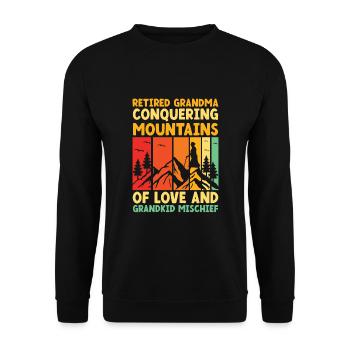 Hiking Retired Grandma Pensioner Pension Hiker Tre - Unisex Sweatshirt - black - Front - Alina (178cm) & Michal (187cm)