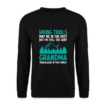 Hiking Retired Grandma Pensioner Pension Hiker Tre - Unisex Sweatshirt - black - Front - Alina (178cm) & Michal (187cm)