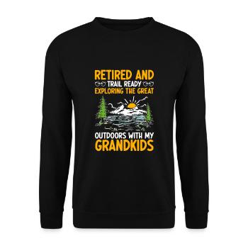 Hiking Retired Grandma Pensioner Pension Hiker Tre - Unisex Sweatshirt - black - Front - Alina (178cm) & Michal (187cm)