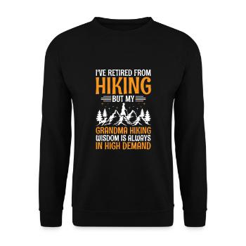 Hiking Retired Grandma Pensioner Pension Hiker Tre - Unisex Sweatshirt - black - Front - Alina (178cm) & Michal (187cm)