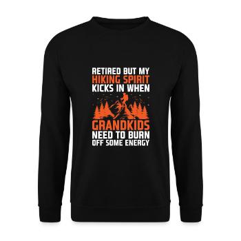 Hiking Retired Grandma Pensioner Pension Hiker Tre - Unisex Sweatshirt - black - Front - Alina (178cm) & Michal (187cm)