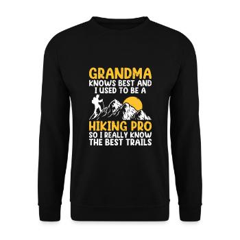 Hiking Retired Grandma Pensioner Pension Hiker Tre - Unisex Sweatshirt - black - Front - Alina (178cm) & Michal (187cm)