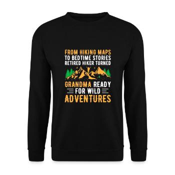 Randonnée Grand-mère retraitée Retraitée Pension Hiker Tre - Sweat-shirt Unisexe - noir - Devant - Alina (178cm) & Michal (187cm)