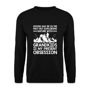 Hiking Retired Grandma Pensioner Pension Hiker Tre - Unisex Sweatshirt - black - Front - Alina (178cm) & Michal (187cm)