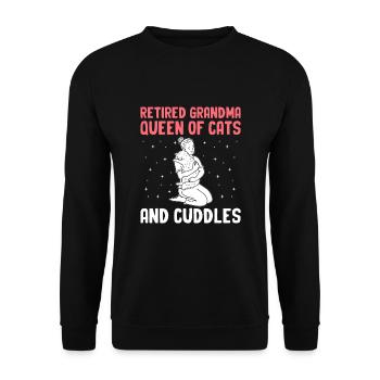 Amoureux des chats Grand-mère retraitée Retraité Propriétaire de chat Chat - Sweat-shirt Unisexe - noir - Devant - Alina (178cm) & Michal (187cm)
