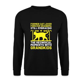 Amoureux des chats Grand-mère retraitée Retraité Propriétaire de chat Chat - Sweat-shirt Unisexe - noir - Devant - Alina (178cm) & Michal (187cm)