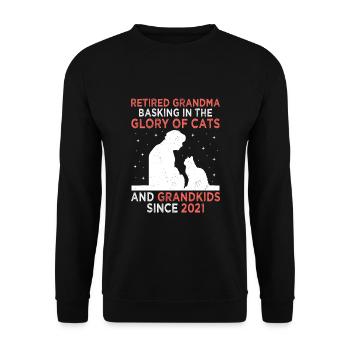 Amoureux des chats Grand-mère retraitée Retraité Propriétaire de chat Chat - Sweat-shirt Unisexe - noir - Devant - Alina (178cm) & Michal (187cm)