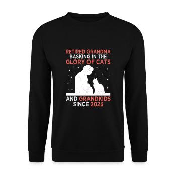 Amoureux des chats Grand-mère retraitée Retraité Propriétaire de chat Chat - Sweat-shirt Unisexe - noir - Devant - Alina (178cm) & Michal (187cm)
