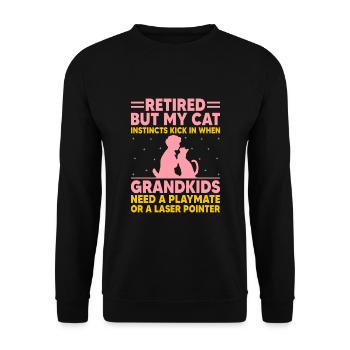 Amoureux des chats Grand-mère retraitée Retraité Propriétaire de chat Chat - Sweat-shirt Unisexe - noir - Devant - Alina (178cm) & Michal (187cm)