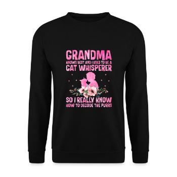 Amoureux des chats Grand-mère retraitée Retraité Propriétaire de chat Chat - Sweat-shirt Unisexe - noir - Devant - Alina (178cm) & Michal (187cm)