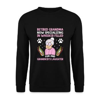 Amoureux des chats Grand-mère retraitée Retraité Propriétaire de chat Chat - Sweat-shirt Unisexe - noir - Devant - Alina (178cm) & Michal (187cm)
