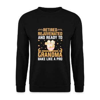 Bäckerei Rentner Oma Rentner Pension Baker Pas - Unisex Pullover - Schwarz - Vorne - Alina (178cm) & Michal (187cm)