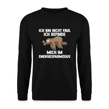 Faultier Faul Sarkasmus Geschenk - Unisex Pullover - Schwarz - Vorne - Alina (178cm) & Michal (187cm)