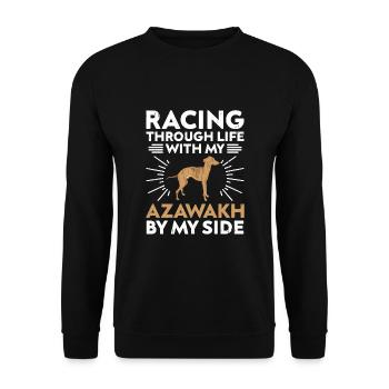Azawakh Hundebesitzer Arabischer Windhund Tuareg Sloughi - Unisex Pullover - Schwarz - Vorne - Alina (178cm) & Michal (187cm)