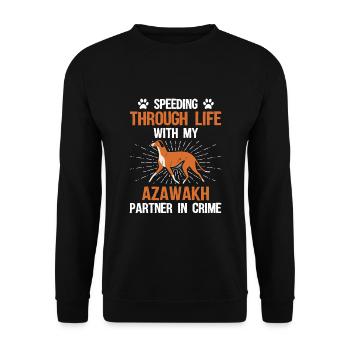 Azawakh Hundebesitzer Arabischer Windhund Tuareg Sloughi - Unisex Pullover - Schwarz - Vorne - Alina (178cm) & Michal (187cm)