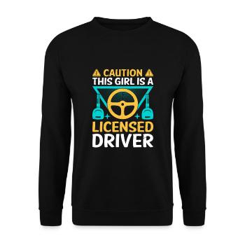 Führerschein bestanden Neuer Führerschein Fahren S - Unisex Pullover - Schwarz - Vorne - Alina (178cm) & Michal (187cm)