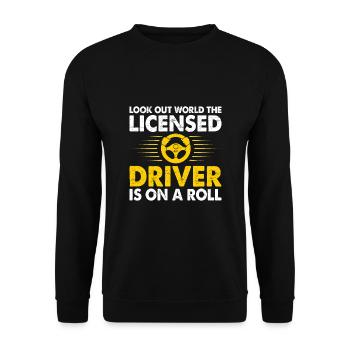 Driving License Passed New Driver Permit Driving S - Unisex Sweatshirt - black - Front - Alina (178cm) & Michal (187cm)