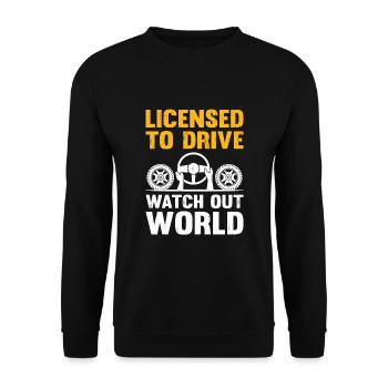 Driving License Passed New Driver Permit Driving S - Unisex Sweatshirt - black - Front - Alina (178cm) & Michal (187cm)