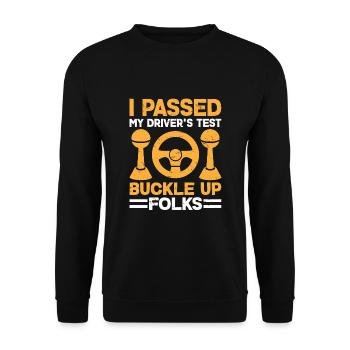 Driving License Passed New Driver Permit Driving S - Unisex Sweatshirt - black - Front - Alina (178cm) & Michal (187cm)