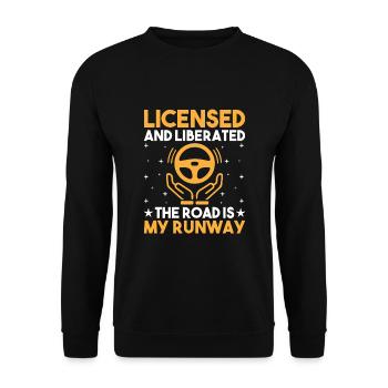 Driving License Passed New Driver Permit Driving S - Unisex Sweatshirt - black - Front - Alina (178cm) & Michal (187cm)